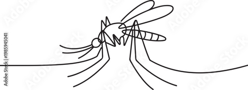 mosquito line art drawing vector, continuous line mosquito. mosquito drawn in one line. minimal vector illustration, Line art Mosquito. one line Icon drawing