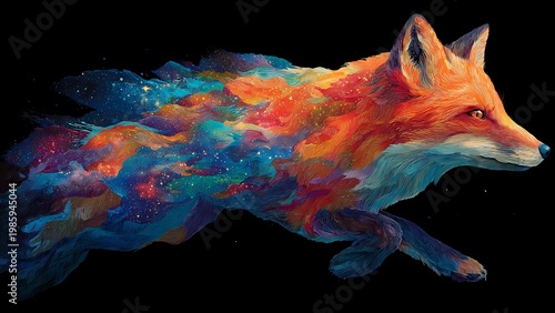 red fox on a blue background