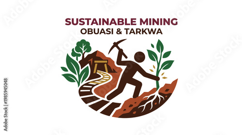 Sustainable Mining Logo Featuring a Miner and Green Elements