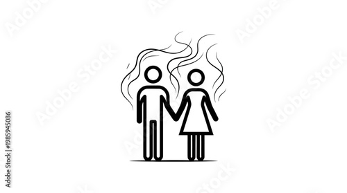 Couple with Disagreement and Conflict Symbol