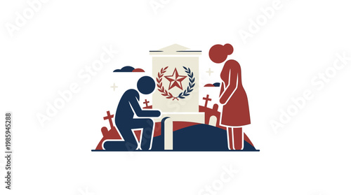 Grief And Mourning At A Burial Site