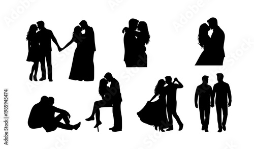 Fisherman and fish silhouette vector illustration on white background