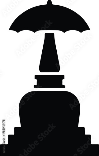 Silhouette traditional Buddhist stupa temple spiritual architecture icon vector design