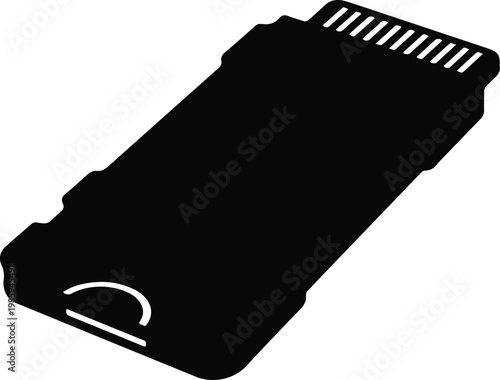 Silhouette technical icon of a data storage memory card vector design