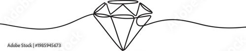 Continuous Line Drawing of Diamond Icon. Hand Drawn Symbol Vector Illustration, Continuous one line drawing of diamond stone. one line Icon drawing