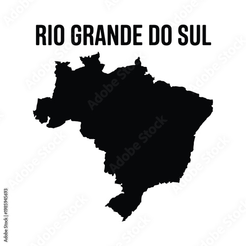A black silhouette of the rio grande do sul state within the broader shape of brazil