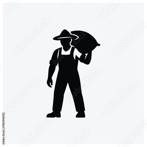 Black silhouette icon of a street vendor or market stall owner carrying goods.
