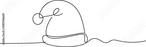 Santa Claus hat Continuous one line drawing. Christmas or New Year concept, One continuous line drawing of christmas Santa Claus hat. one line Icon drawing