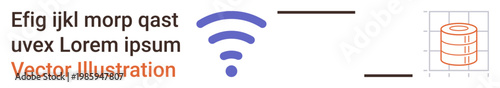 Data transmission, cloud computing, wireless connectivity, networking infrastructure, digital storage, internet usage. Visual of a wireless signal leading to a database icon. Data transmission
