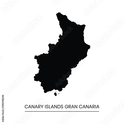 A stark black silhouette depicts the geographical outline of gran canaria canary islands high quality