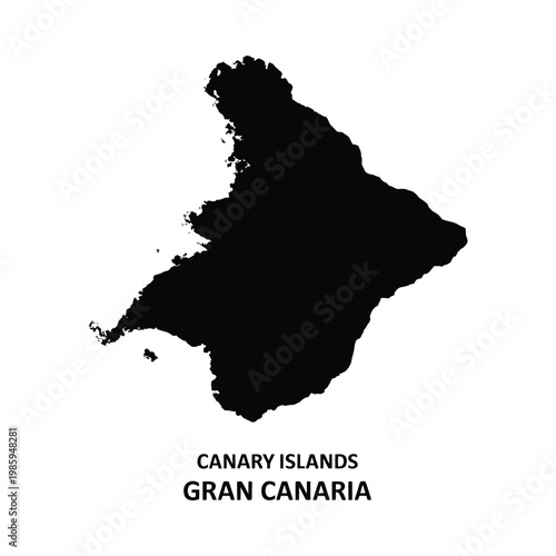 A stark silhouette of gran canaria one of the canary islands is displayed against a white background