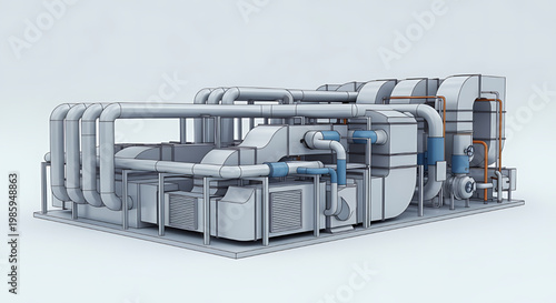 Comprehensive HVAC system rendering, celebrating engineering and vital climate control on National HVAC Tech Day