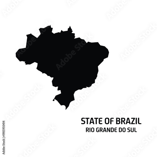 A stark black silhouette depicts the geographical outline of rio grande do sul brazil
