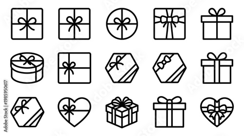 Various wrapped gifts and boxes with bows are arranged neatly.