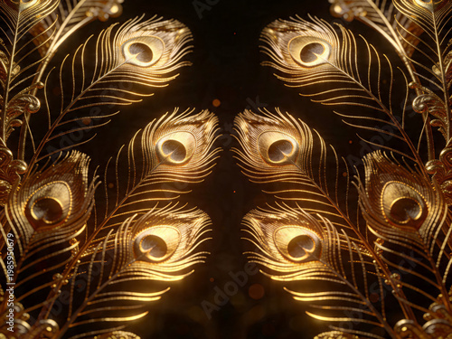 Luxury golden peacock feather pattern elegant decorative background