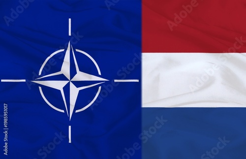 Foto NATO and Netherlands National Flag Side by Side