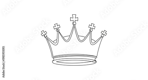 Minimalist Line Art Crown Outline - Royalty Symbol