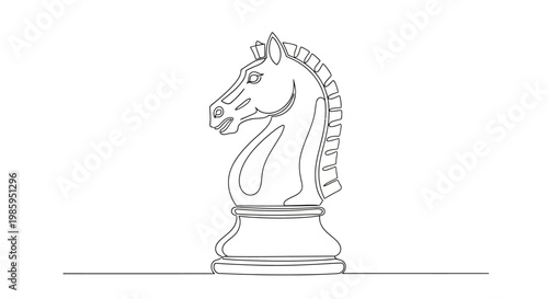 Minimalist Chess Knight Outline Drawing
