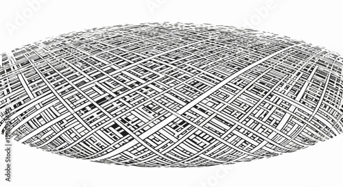 Abstract monochrome grid pattern with a warped perspective