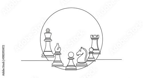 Chess Pieces Circle Frame - Strategy, Game, Competition, Intelligence, Business Concept