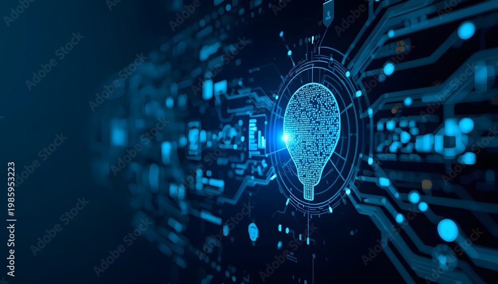 Obraz premium Artificial Intelligence Brain with Digital Interface Technology