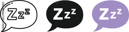 Sleeping Zzz icons in speech bubbles represent rest and dreams.