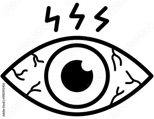 Eye irritation icon line style red eye fatigue symptom illustration