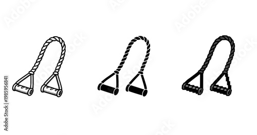 Triple set of jump ropes with varying designs isolated on white background