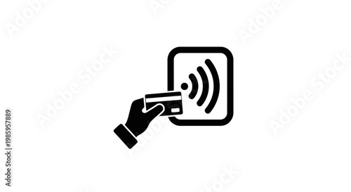 Contactless payment icon showing hand holding credit card near reader