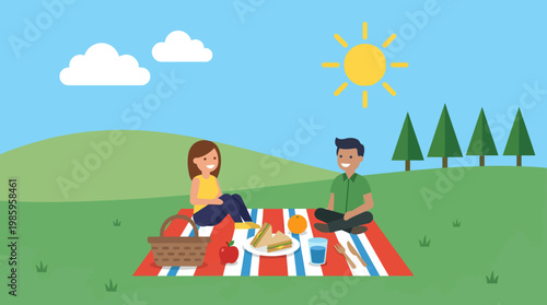Couple having romantic picnic outdoors 1.