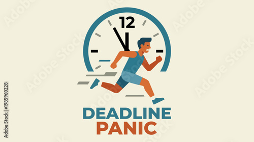 Man Running from Deadline Time Pressure.
