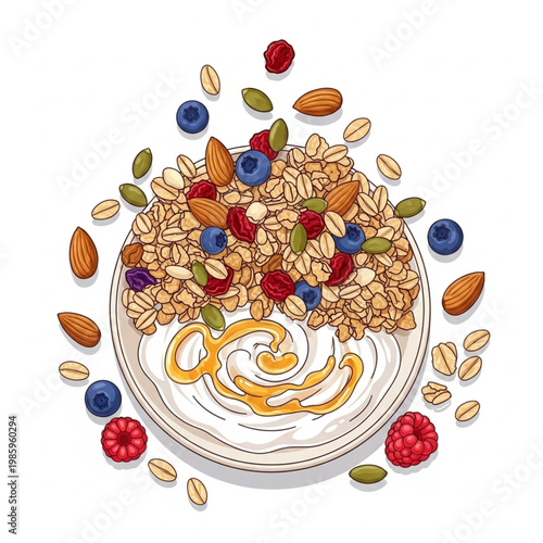 A delicious gourmet dessert table featuring a fresh Easter cake with eggs, fruits, and berries served on a decorative plate alongside a tasty chocolate snack and a hot cup of breakfast coffee