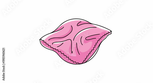 A simple pink cloth with black outlines and wavy edges