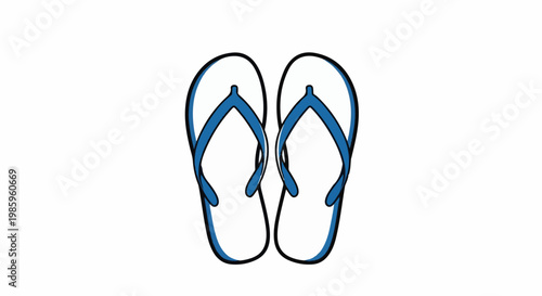 A pair of blue flip-flops with black outlines