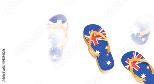 Australian flag flip flops, patriotic sandals, vector icons, summer footwear, Australia symbols