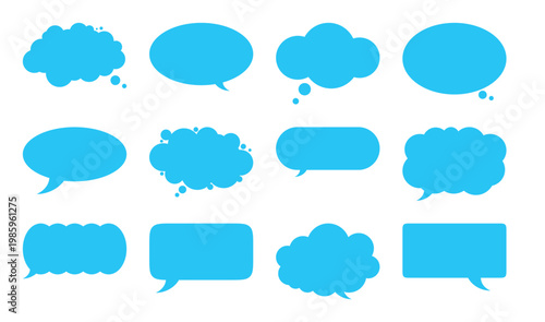 variety speech bubbles blue dialog cloud shapes communication icons set chat symbols collection messaging templates flat design vector illustration social media conversation elements pack