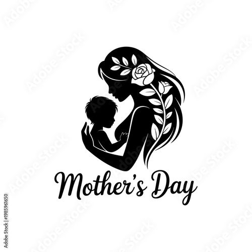 Mother's Embrace: An artistic silhouette captures the tender bond between a mother and child, celebrating the spirit of Mother's Day.