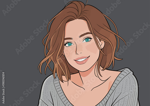 Portrait of a Smiling Woman with Brown Hair