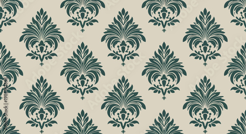 Seamless vintage wallpaper with luxurious damask pattern and baroque influence
