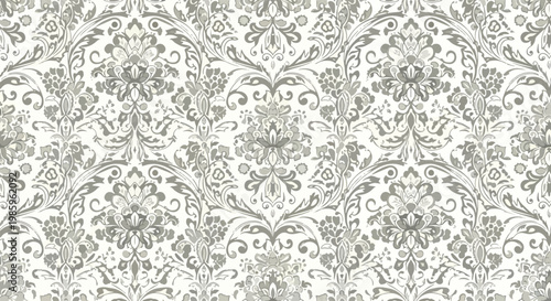 Sophisticated ornamental damask design inspired by vintage Victorian interior decorations