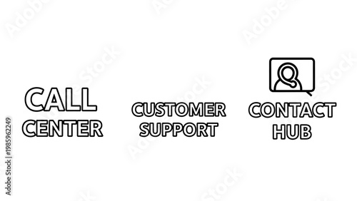 Call center customer support contact hub icons with help desk customer service communication assistance business telemarketing telephone operator connection illustration information