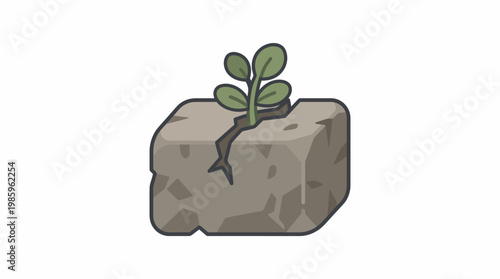 Green Sprout Overcoming Cracked Stone
