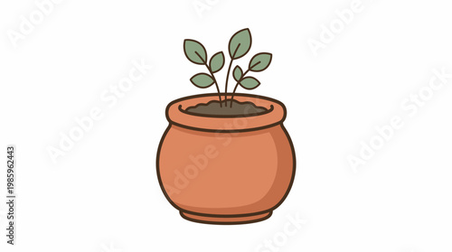 Potted plant illustration on white background