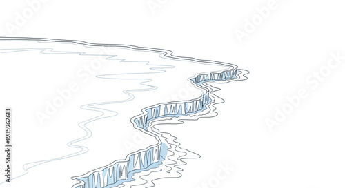 Abstract Iceberg Edge with Blue Gradient and White Background - Minimalist Arctic Texture
