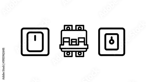Electrical switch and socket icons a multi-gang switch home improvement electrical illustration technology electricity mechanics engineering automation industrial equipment