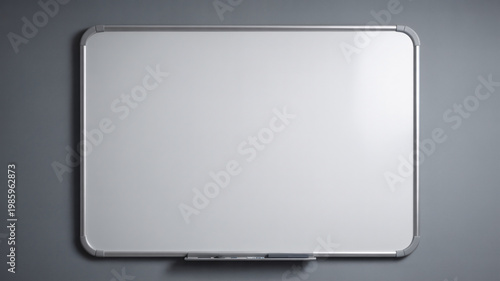 A sleek and modern whiteboard on a gray background for writing and drawing
