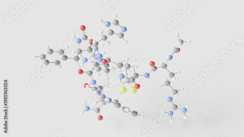 Foto setmelanotide molecule 3d, molecular structure, ball and stick model, structural