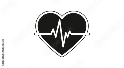 Medical heart and heartbeat symbol featuring a red pulse cardiogram line icon as a vector illustration representing cardiology health care and life rate monitoring