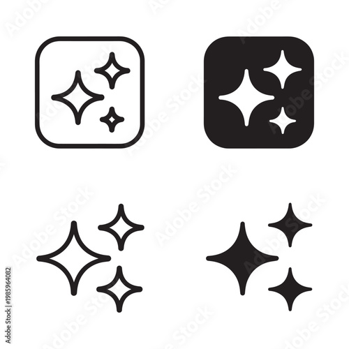 Quadro su tela Sparkle icons Outline and filled styles with various starburst arrangements