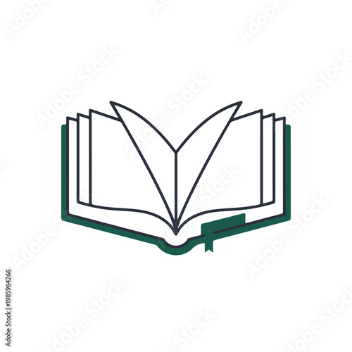 Open Book with Bookmark and Ribbon